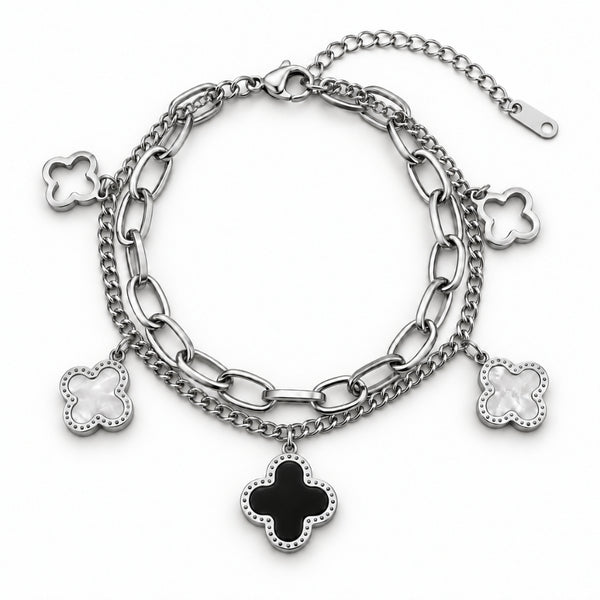 Multi-Clover Chain Bracelet (Silver)