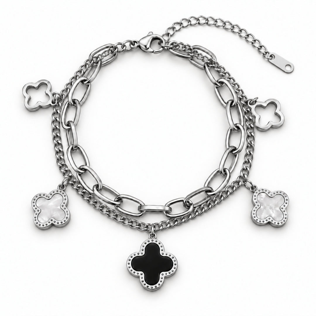 Multi-Clover Chain Bracelet (Silver)