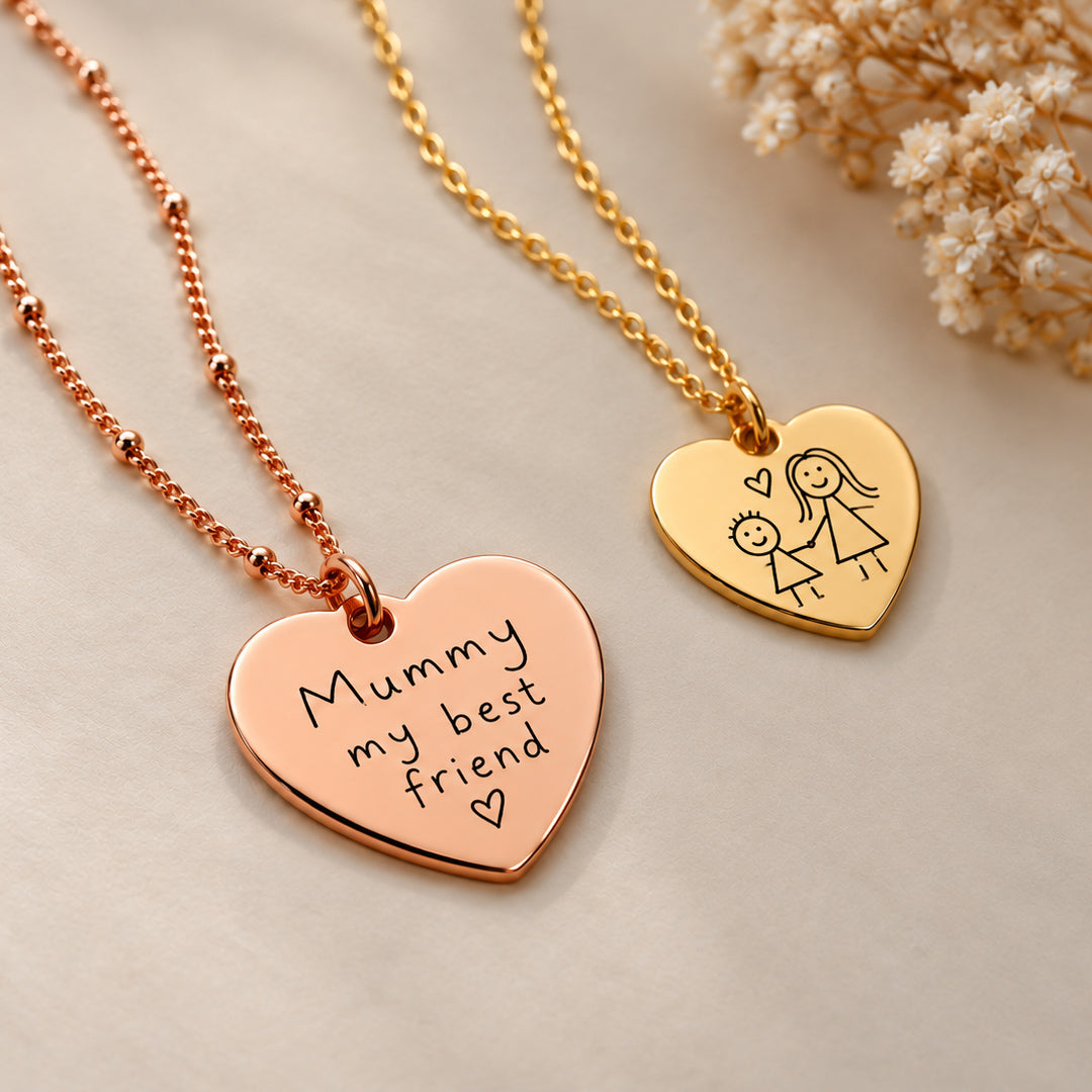 Handwriting Necklace (Rose Gold Heart)
