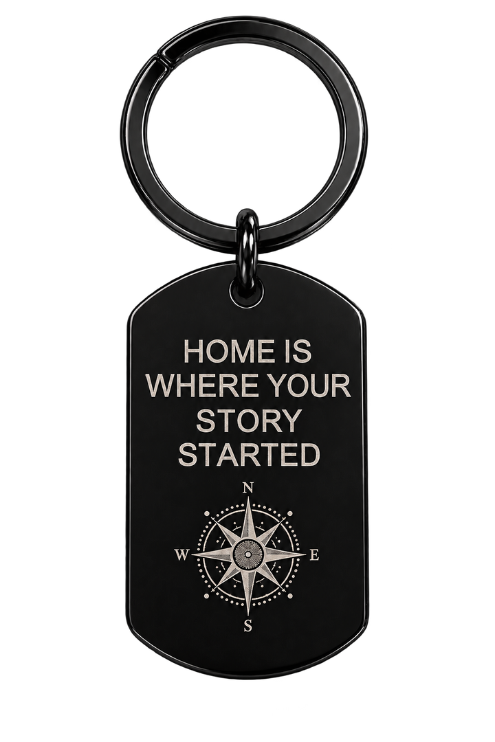 "Home Is Where Your Story Started" Keyring (Black /Silver / Gold)