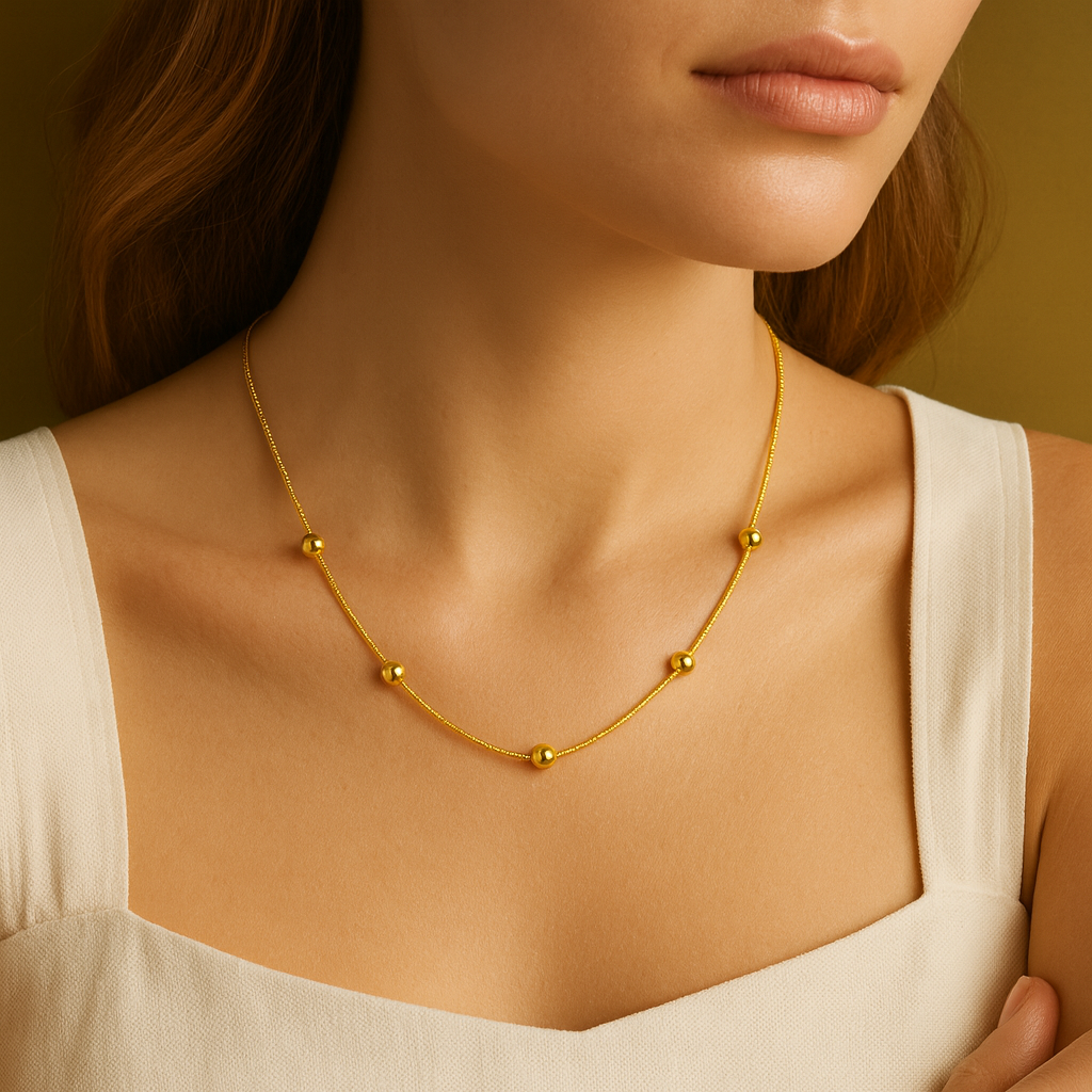 Radiant Beads Necklace / Golden Bead Necklace