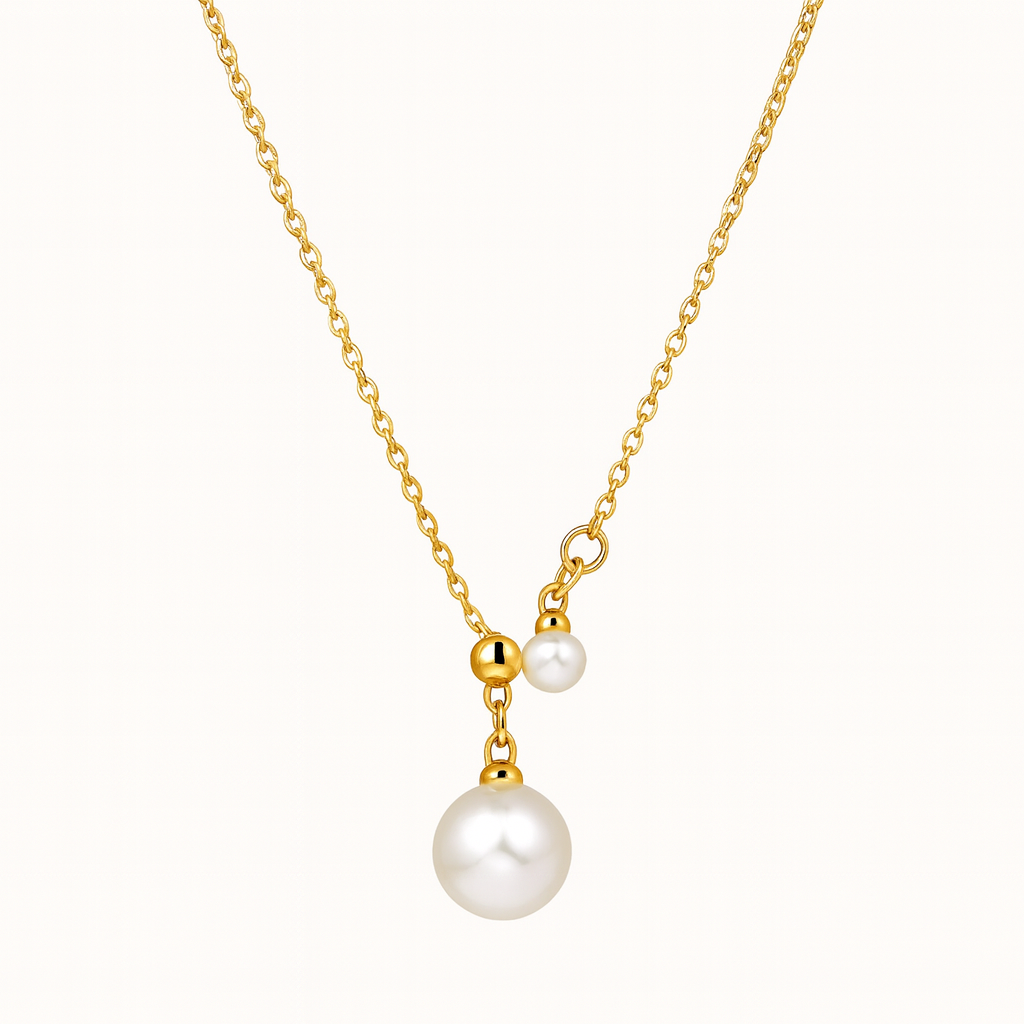 Double pearl drop necklace