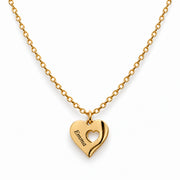 Custom Cutout Heart Charm Necklace (Gold)