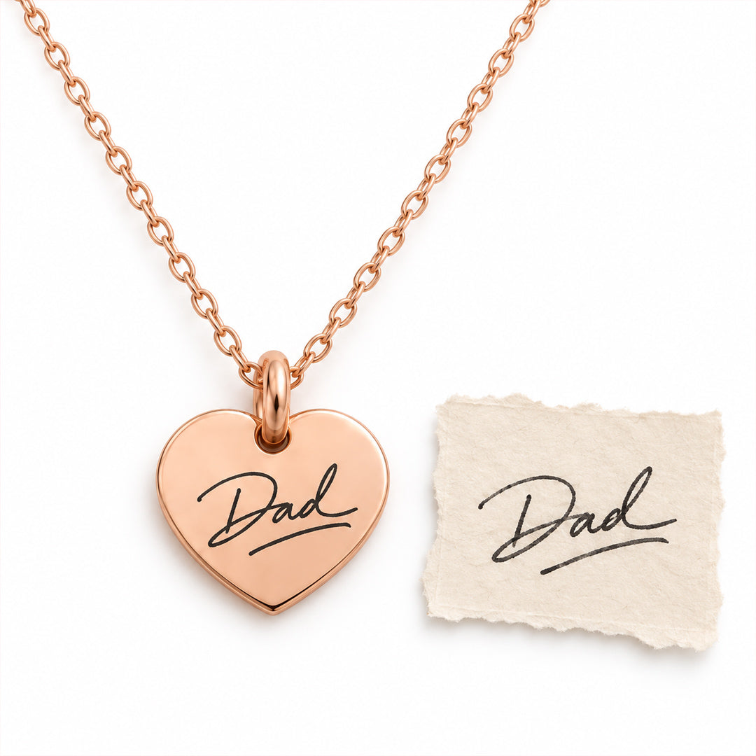 Handwriting Necklace (Rose Gold Heart)