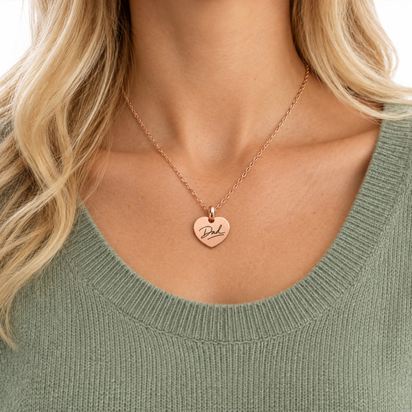 Handwriting Necklace (Rose Gold Heart)