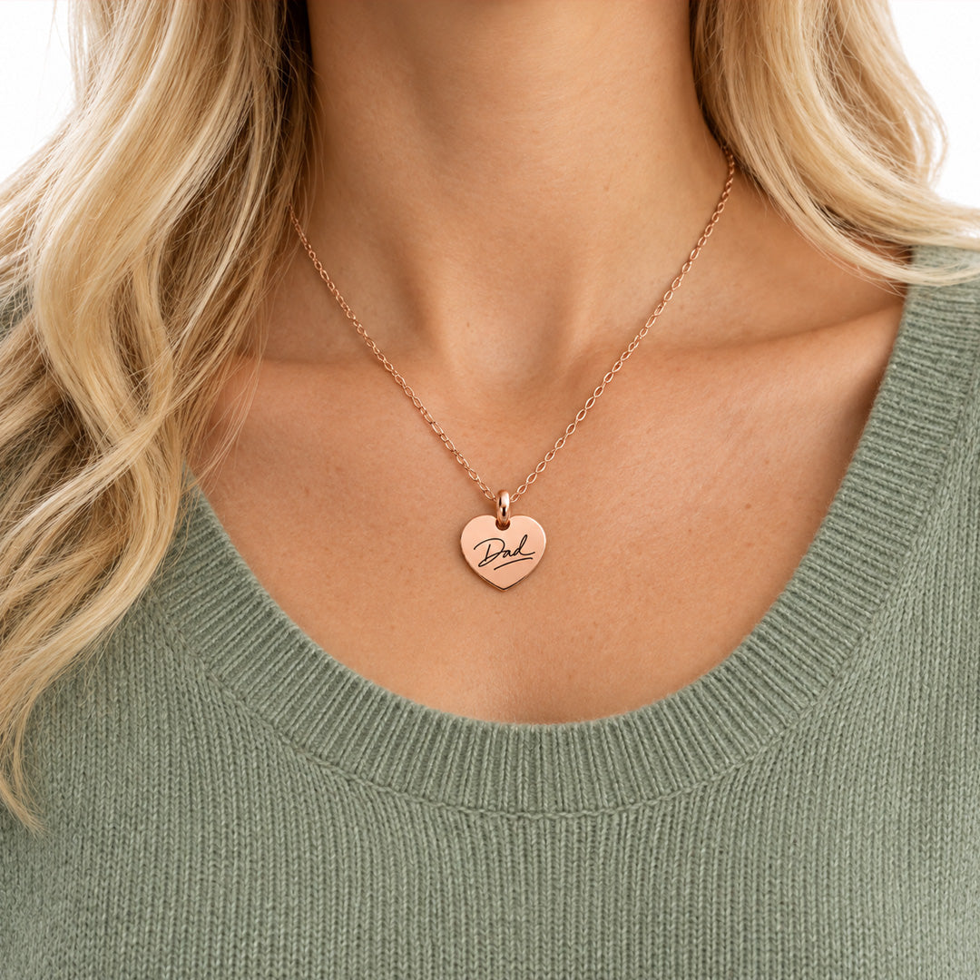 Handwriting Necklace (Rose Gold Heart)