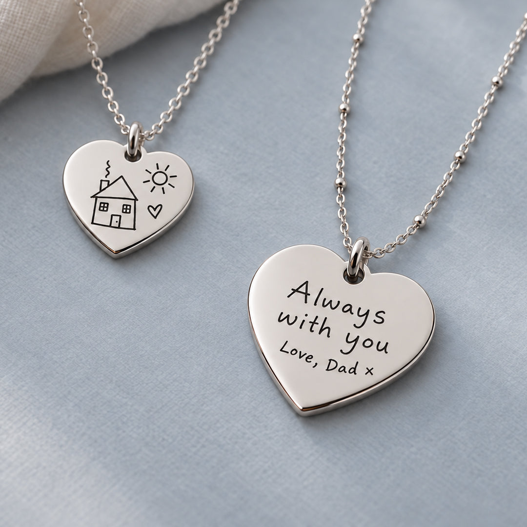 Handwriting Necklace (Silver Heart)