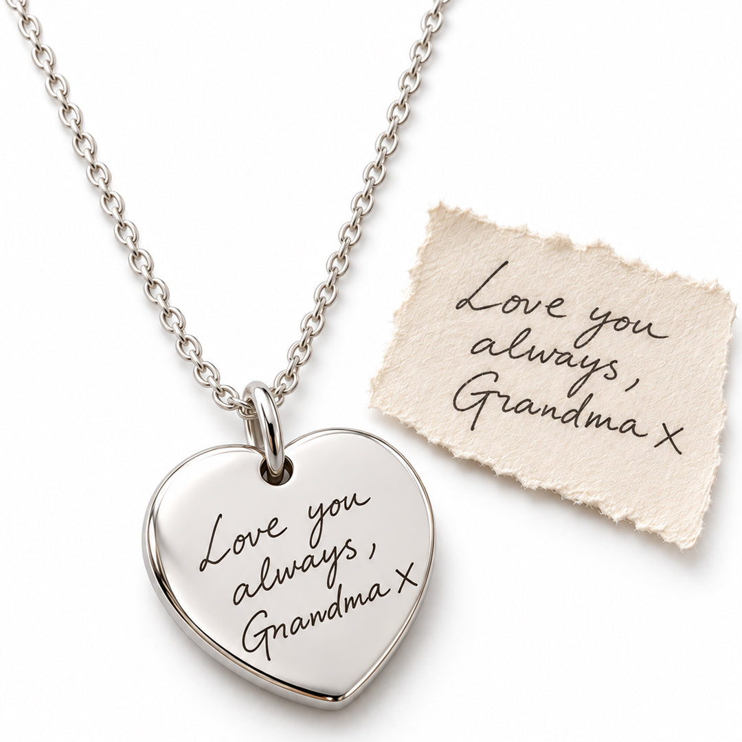 Handwriting Necklace (Silver Heart)
