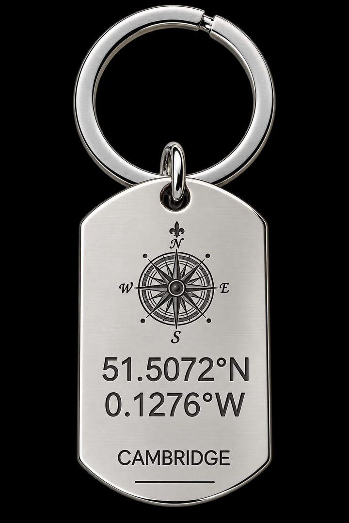Personalised City Coordinates Keyring (Silver / Gold / Black)