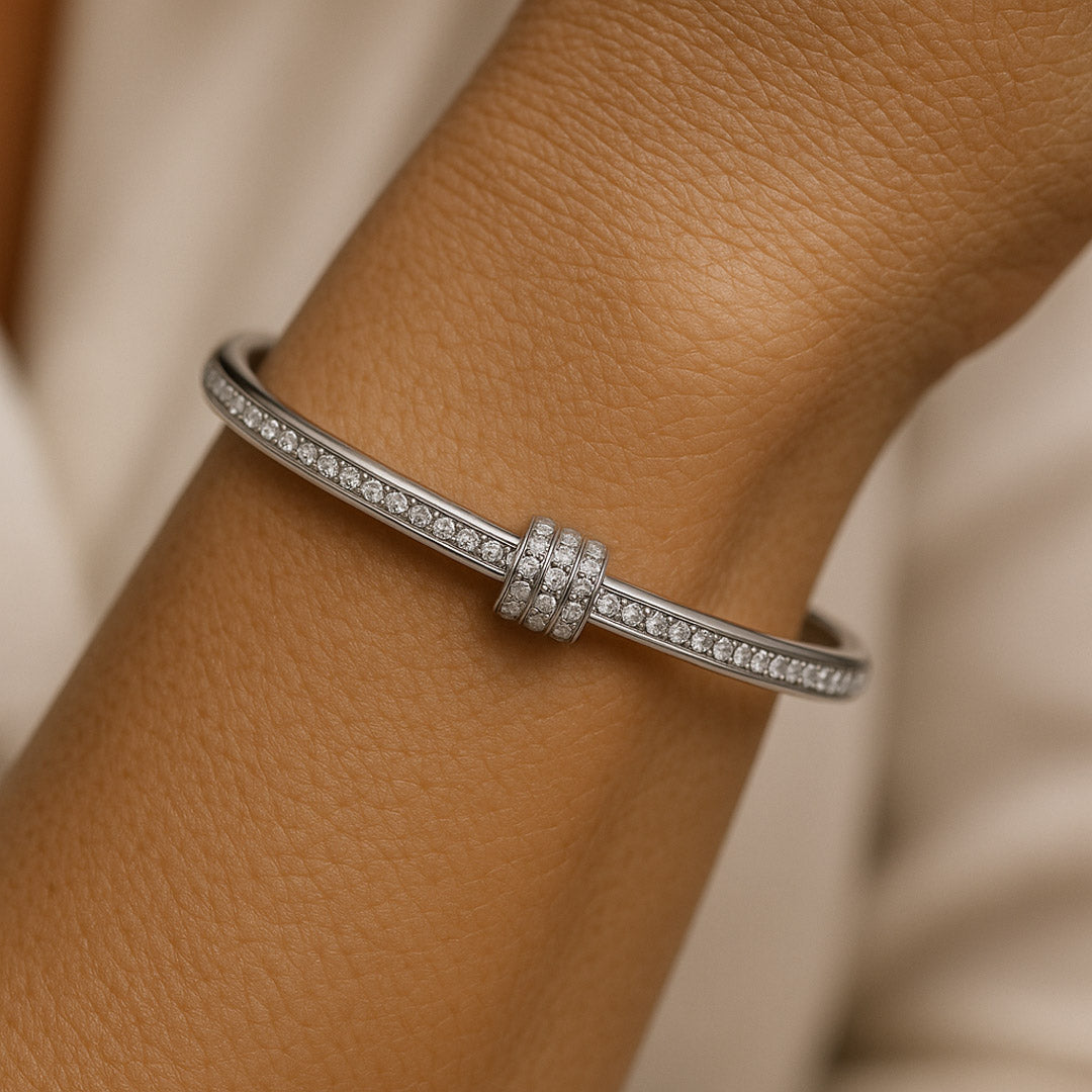 Crystal Pavé Bangle (silver)