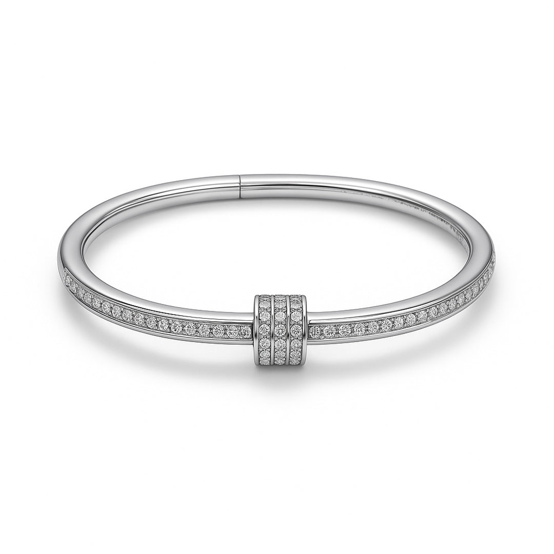 Crystal Pavé Bangle (silver)