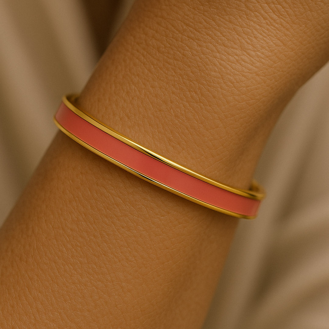 Coral Enamel Bangle