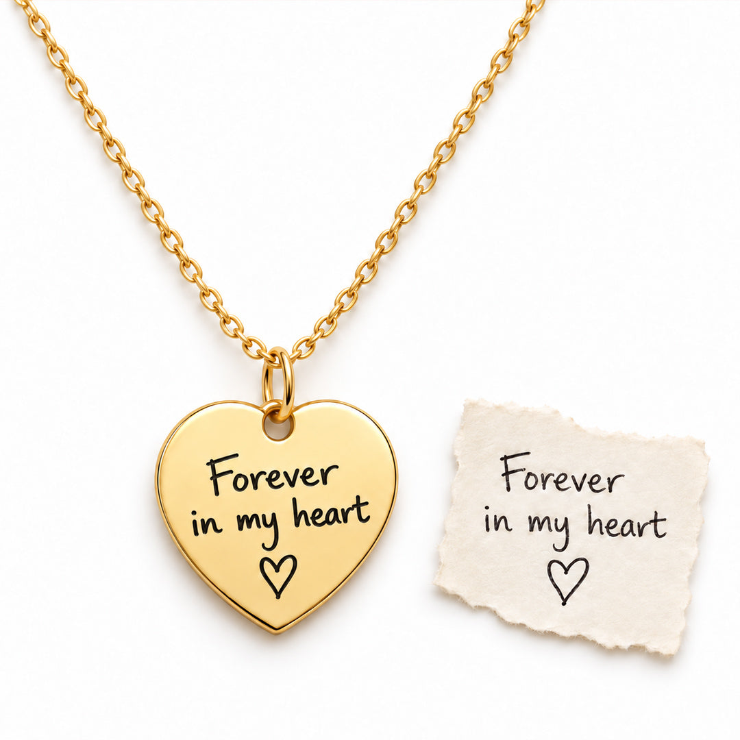 Handwriting Necklace (Gold Heart)